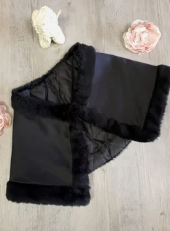 Cape satin et fourrure fille - Personnalisable