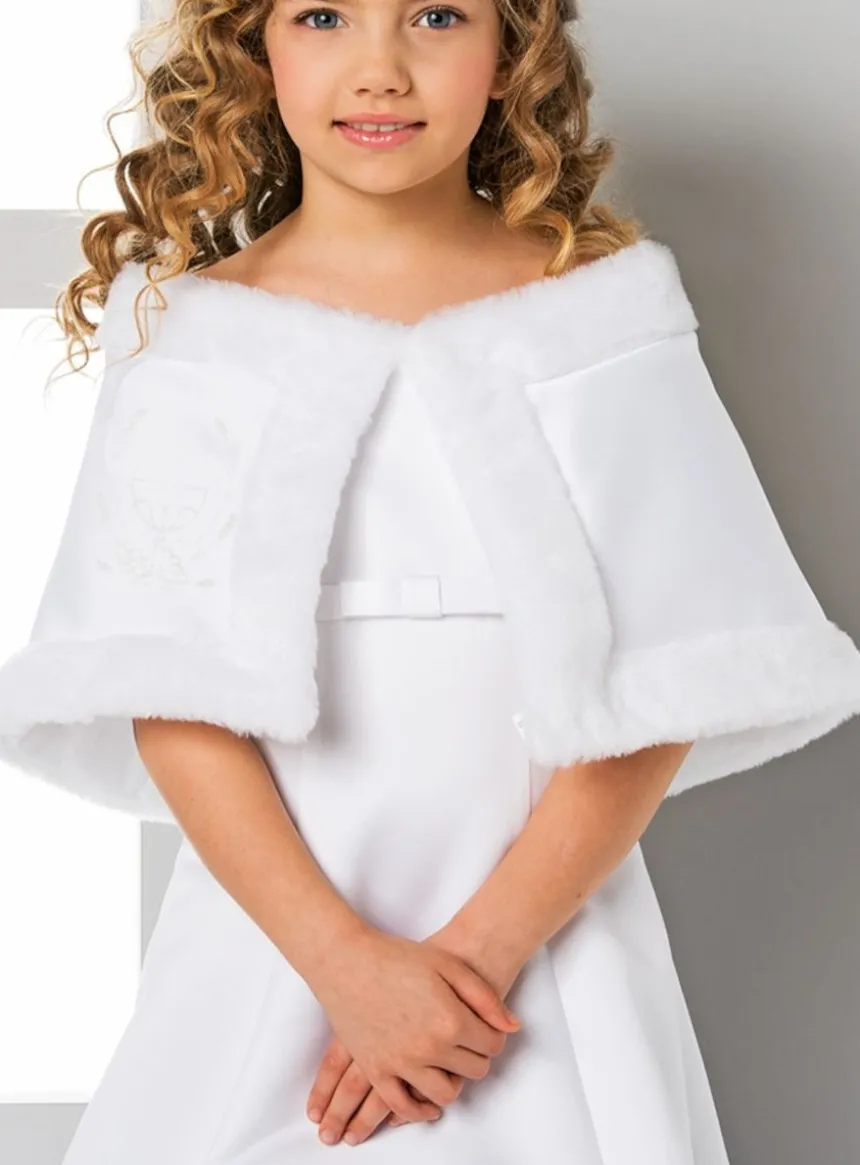 Cape satin et fourrure fille - Personnalisable
