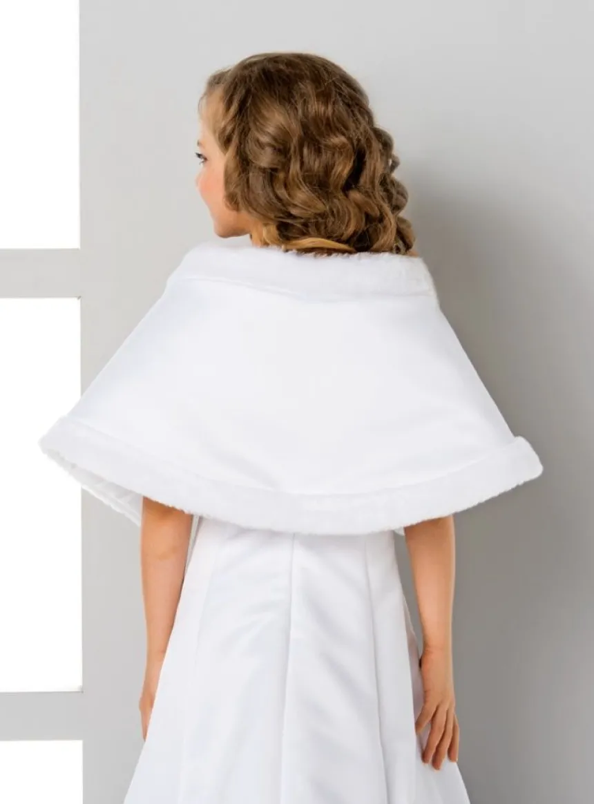 Cape satin et fourrure fille - Personnalisable