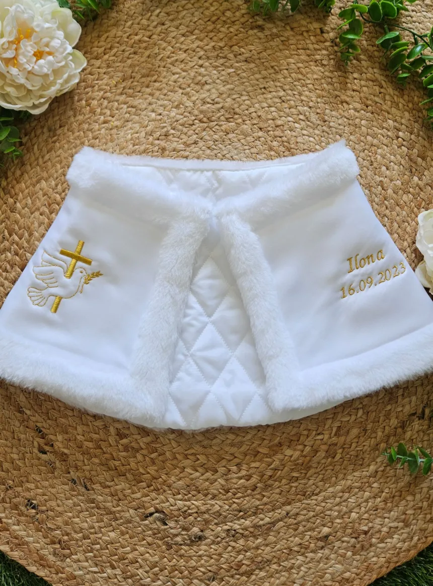 Cape satin et fourrure fille - Personnalisable