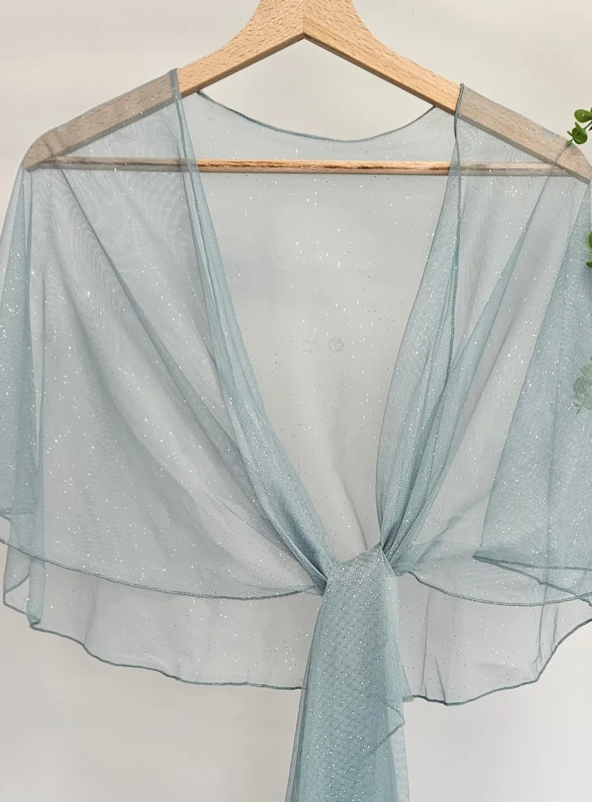 Cape étole pour femme mousseline pailletée