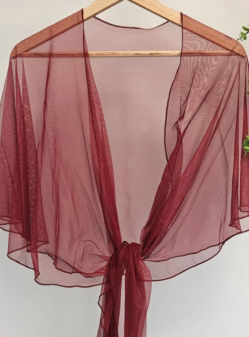 Cape étole pour femme mousseline pailletée