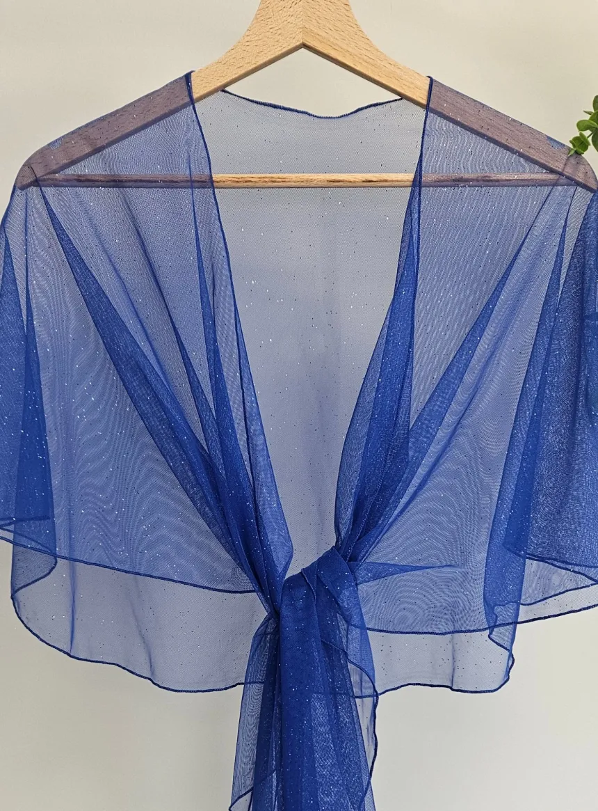 Cape étole pour femme mousseline pailletée