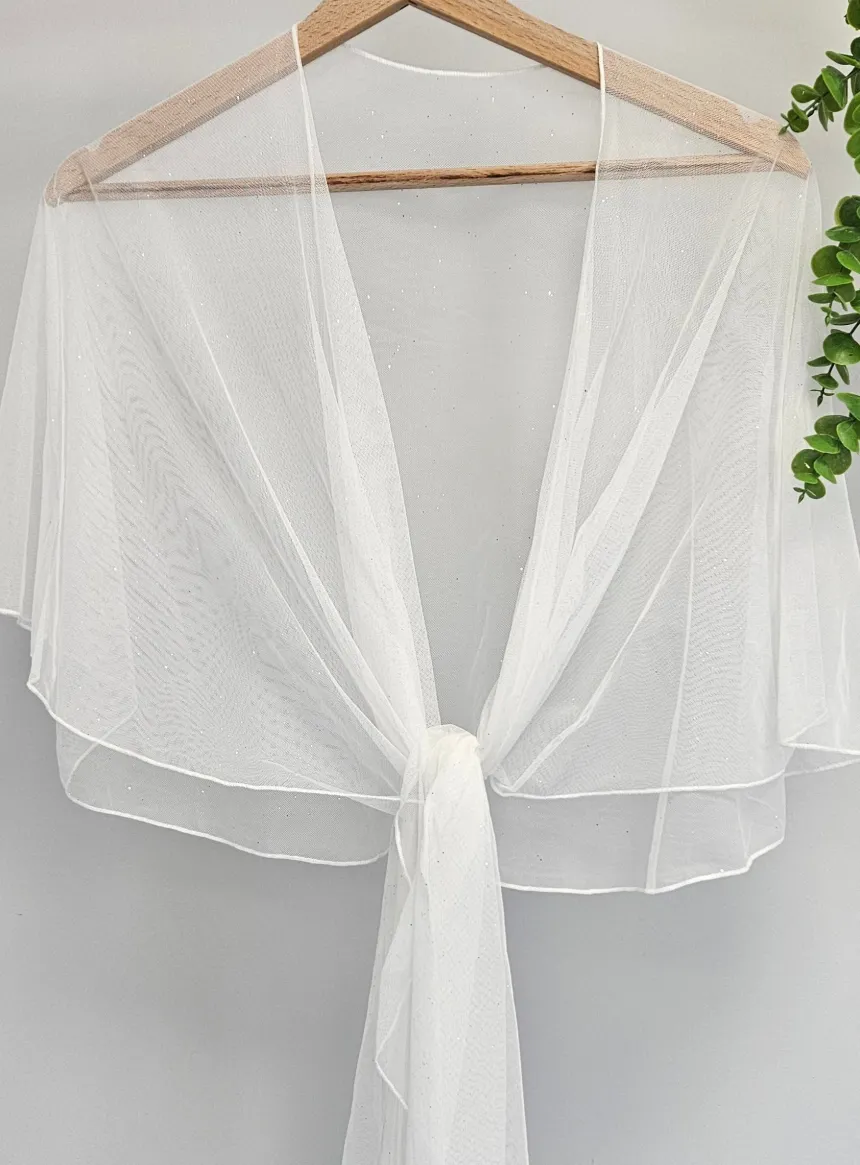 Cape étole pour femme mousseline pailletée