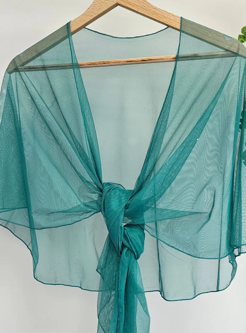 Cape étole pour femme mousseline pailletée