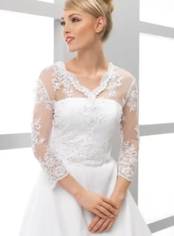 Caraco femme dentelle appliquée perles col V