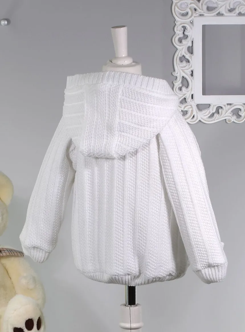 Cardigan blanc doublé coton pour bébé et petit garçon