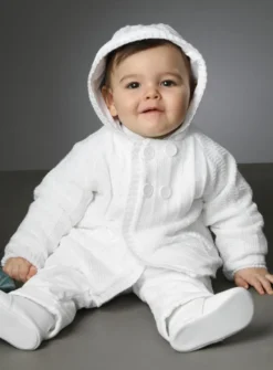 Cardigan blanc doublé coton pour bébé et petit garçon