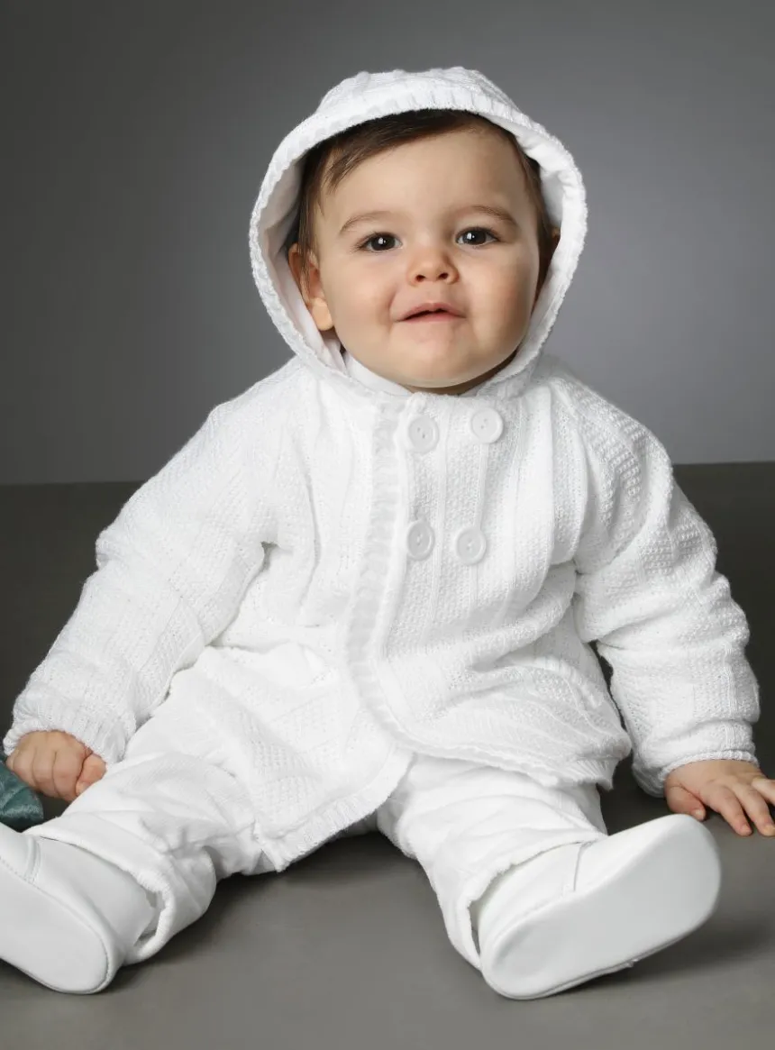 Cardigan blanc doublé coton pour bébé et petit garçon