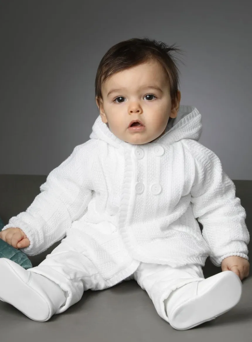 Cardigan blanc doublé coton pour bébé et petit garçon