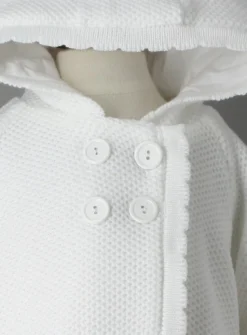 Cardigan blanc tricoté doublé coton