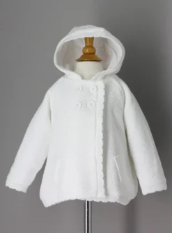 Cardigan blanc tricoté doublé coton