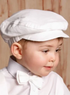Casquette garçon en lin blanc