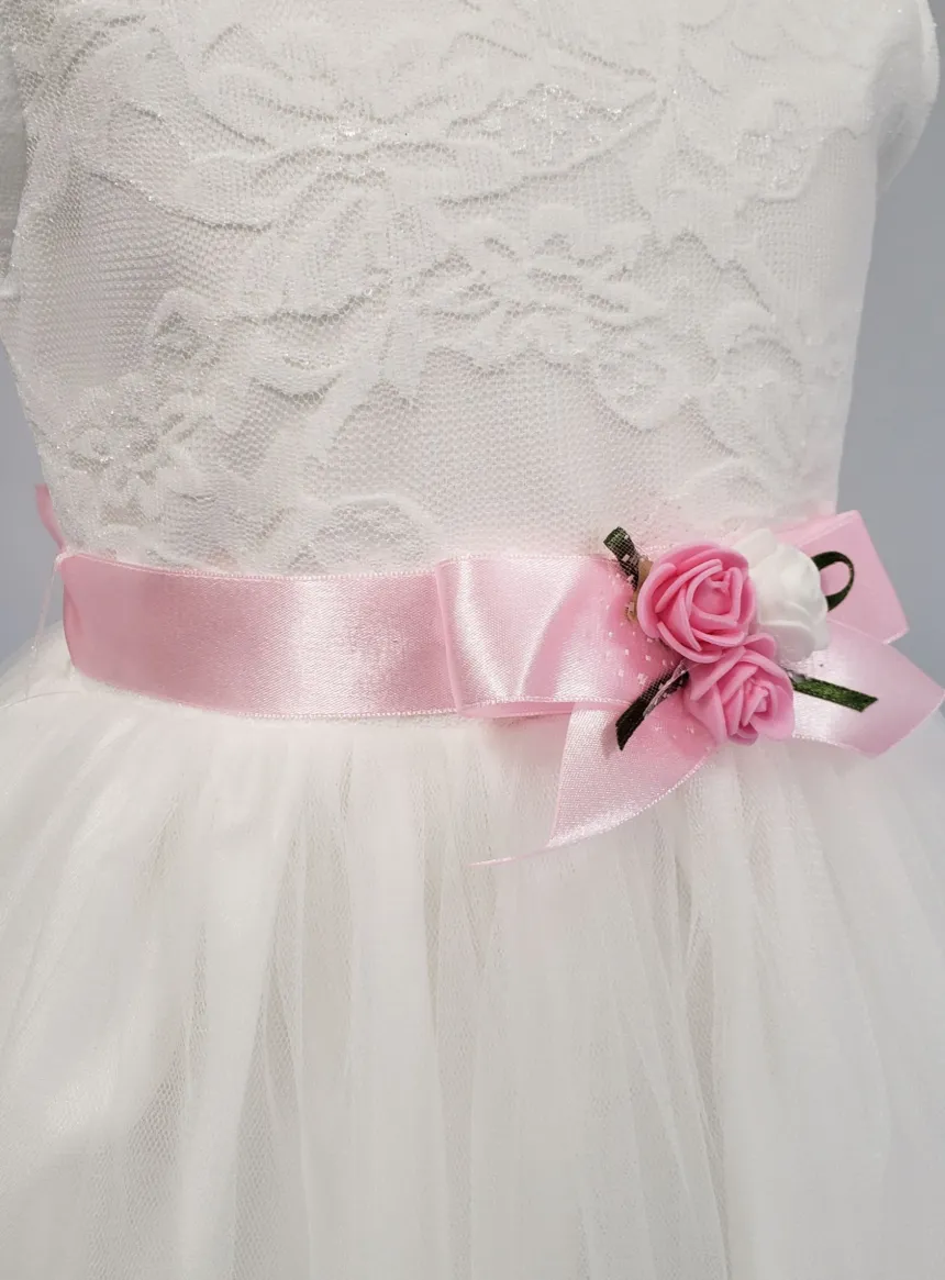Ceinture cortège satin et fleur