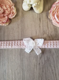 Ceinture coton gaufré fille cérémonie Rose