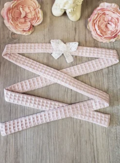 Ceinture coton gaufré fille cérémonie Rose