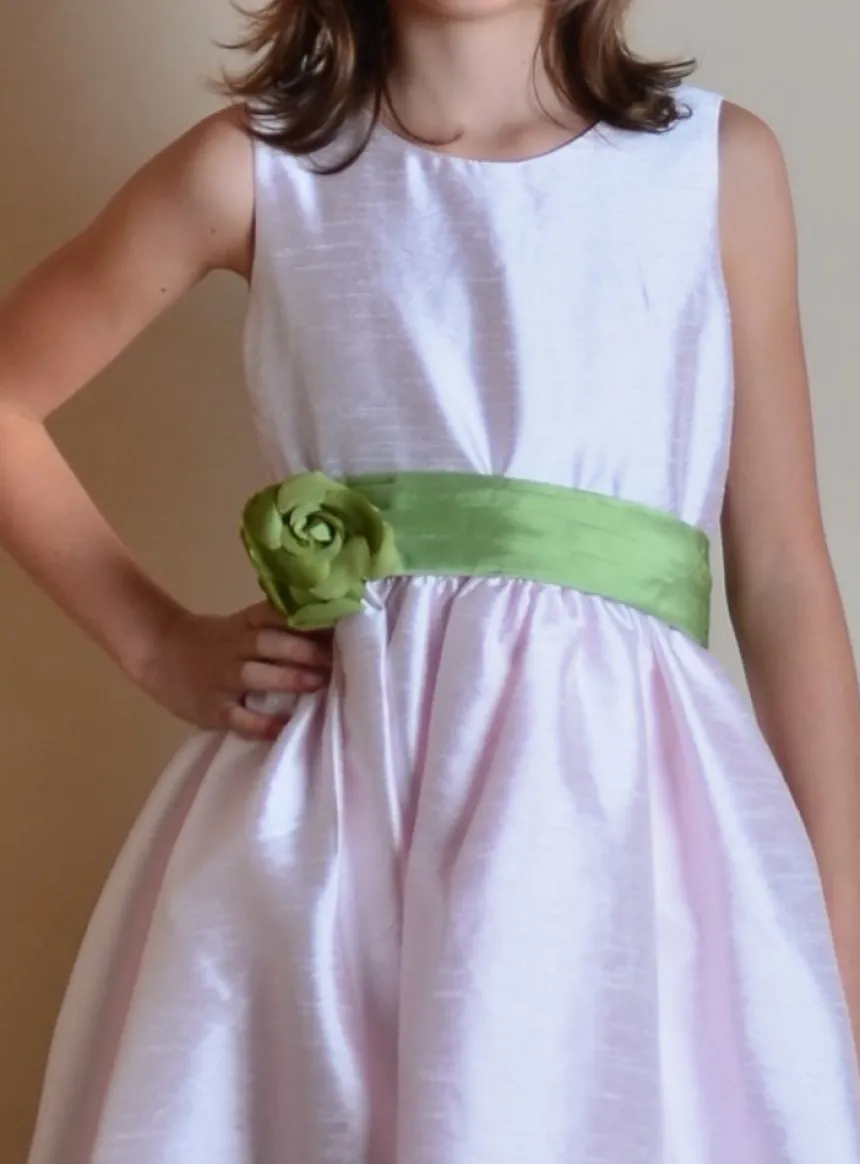 Ceinture de cortège fille avec fleur Vert anis L