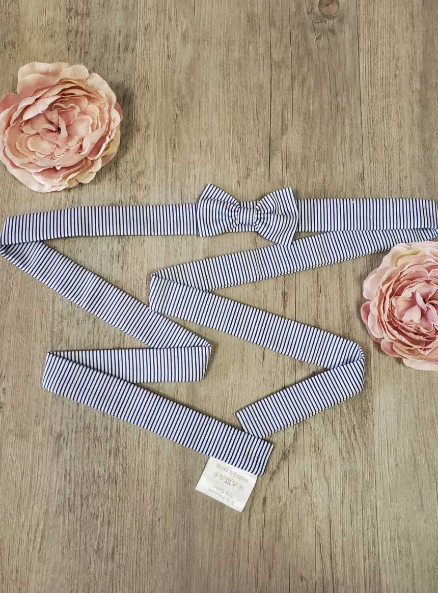 Ceinture de cortège fille blanc bleu Bleu