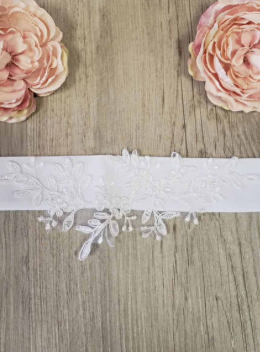 Ceinture dentelle large - Collection Création Blanc