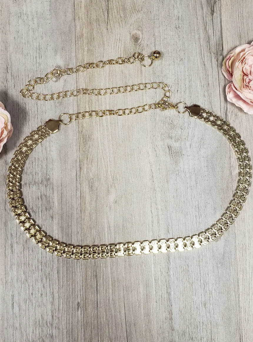 Ceinture femme en métal avec chainette Or