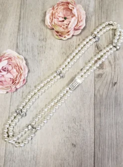 Ceinture femme perles et strass Ivoire - Ecru