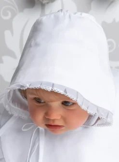 Chapeau baptême béguin fille plissé organza Ellie