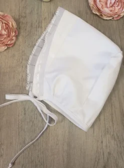 Chapeau baptême béguin fille plissé organza Ellie