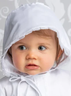 Chapeau baptême béguin fille plissé organza Ellie