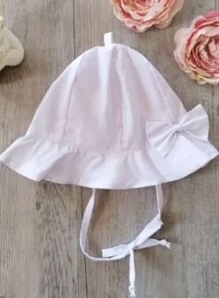 Chapeau bébé fille coton blanc