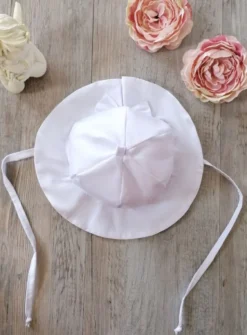 Chapeau bébé fille coton blanc