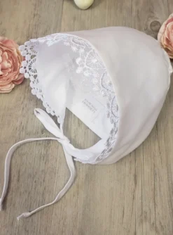 Chapeau Béguin bébé fille baptême Iris