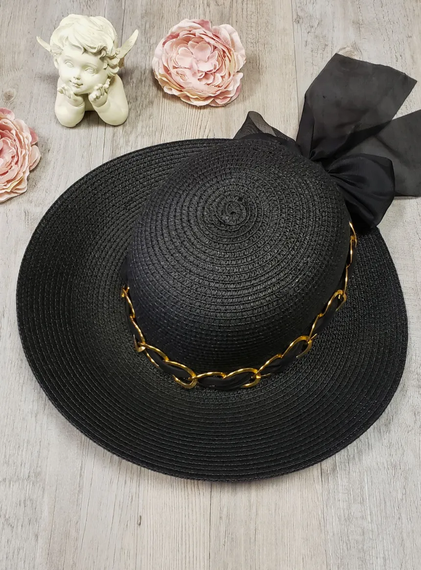 Chapeau femme ruban et bijou