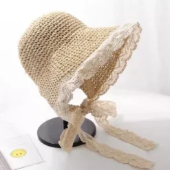 Chapeau mariage enfant paille et dentelle