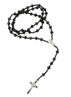Chapelet noir perles et croix Noir
