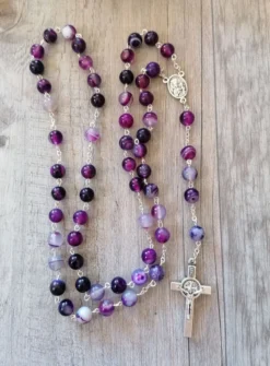 Chapelet perles Agate véritable Violet