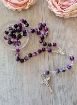Chapelet perles Agate véritable Violet