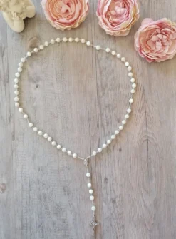 Chapelet perles en nacre blanches Blanc
