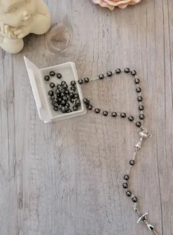 Chapelet première communion Calice noir anthracite Gris anthracite
