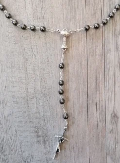 Chapelet première communion Calice noir anthracite Gris anthracite