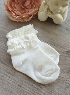 Chaussettes bébé fille dentelle et noeud