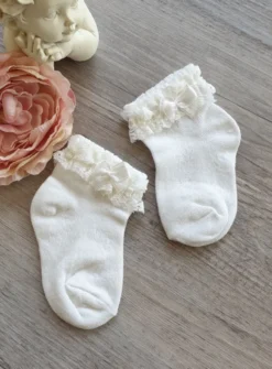 Chaussettes bébé fille dentelle et noeud