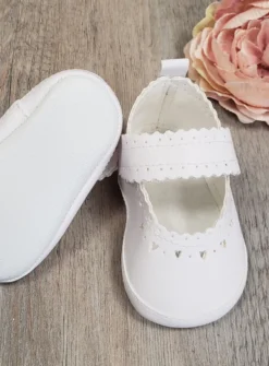 Chaussons ballerine bébé fille blanc coeur