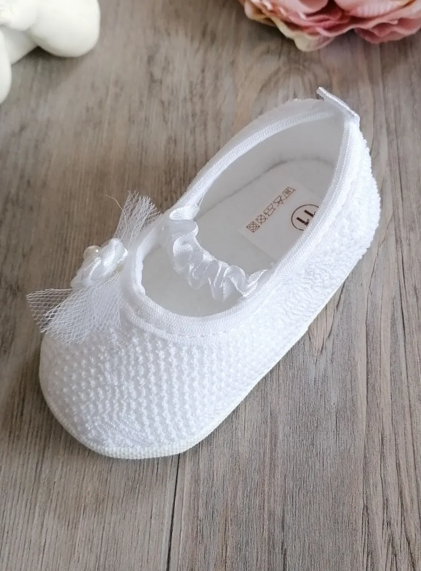 Chaussons baptême ballerine dentelle bébé fille