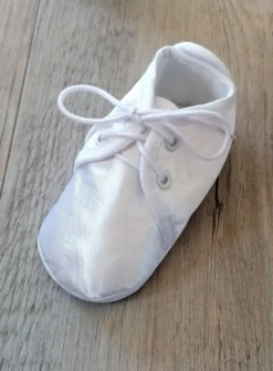 Chaussons baptême basket garçon satin Loris
