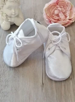 Chaussons baptême basket garçon satin Loris