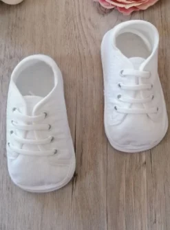 Chaussons baptême basket garçon côtelé Loris