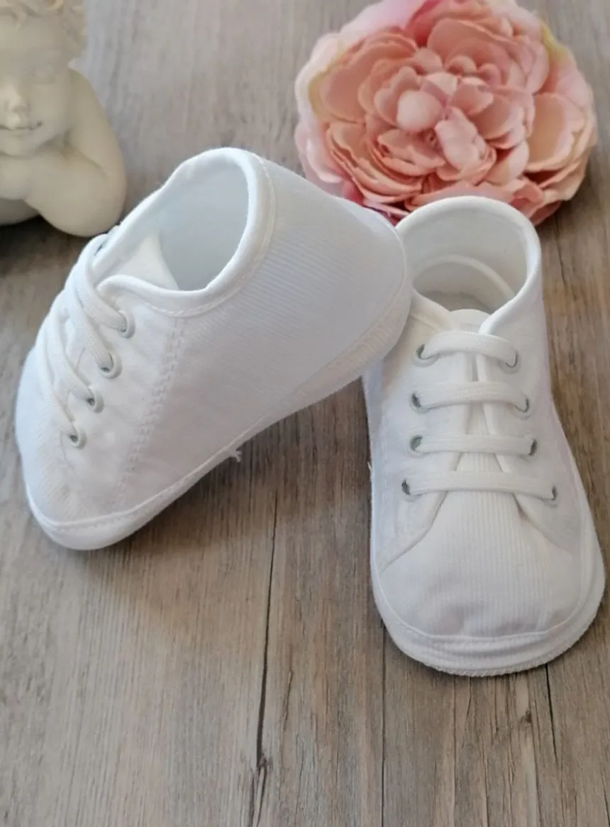 Chaussons baptême basket garçon côtelé Loris