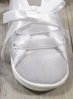 Chaussons baptême bébé garçon satin lacet