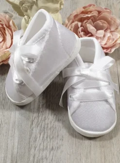 Chaussons baptême bébé garçon satin lacet