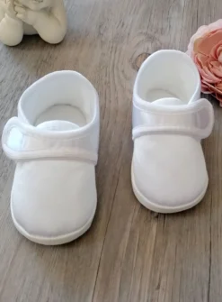Chaussons baptême bébé garçon satin scratch